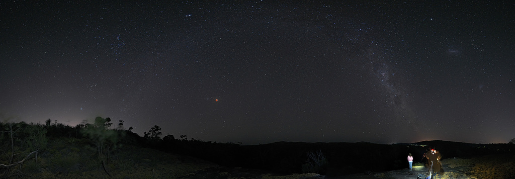 Blood Moon under Milky way