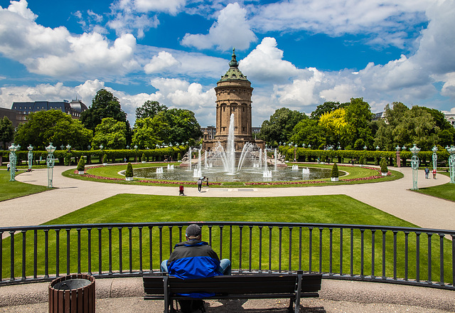 Mannheim, Wasserturm  / Water Tower (and Fence) (240°)