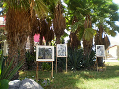 Outdoor paintings display.