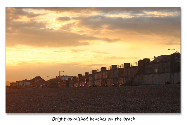 Bright burnished benches on the beach - Seaford - 17.6.2016