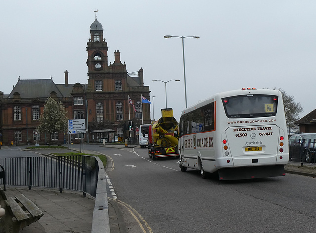 Grebe Coaches MIL 5166 and MIL 1714 in Great Yarmouth - 29 Mar 2022 (P1110092