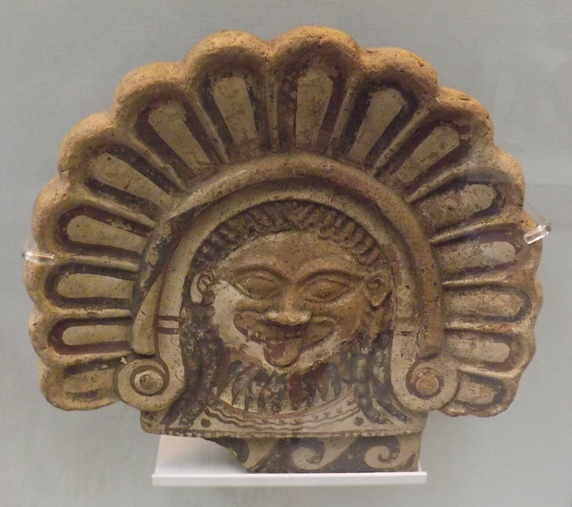 Terracotta Antefix with a Gorgon inside a Shell in the British Museum, May 2014