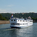 MSP LADY ANNE fährt von der Mosel in den Rhein, am Deutschen Eck in Koblenz