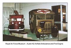 Austin K2 ambulance & fire engine  - RAF Museum - c1986