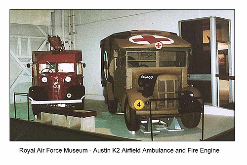 Austin K2 ambulance & fire engine  - RAF Museum - c1986
