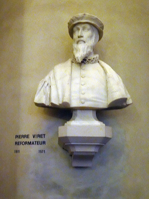 Büste des Reformators Pierre Viret in der Kirche Notre Dame in Orbe