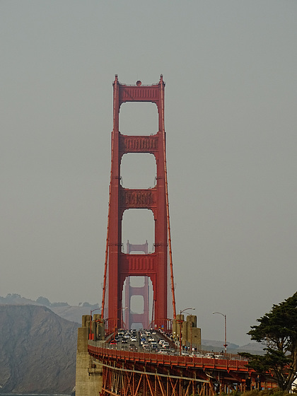 The Golden Gate Bridge ~ with smoke from the wildfires.