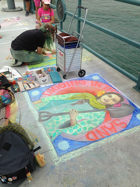 Chalk art on Redondo Pier