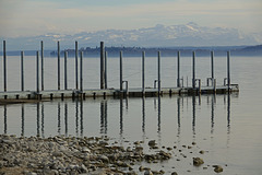 Durchblick zur Halbinsel Mainau mit Überblick zum Säntis