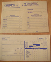 Cambridge Coach Services ticket and document envelopes