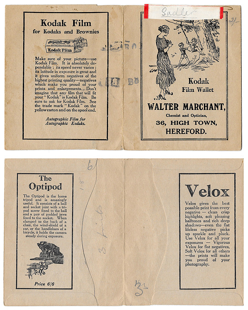 Kodak Film Wallet W Marchant Hereford children swinging Optipod & Velox