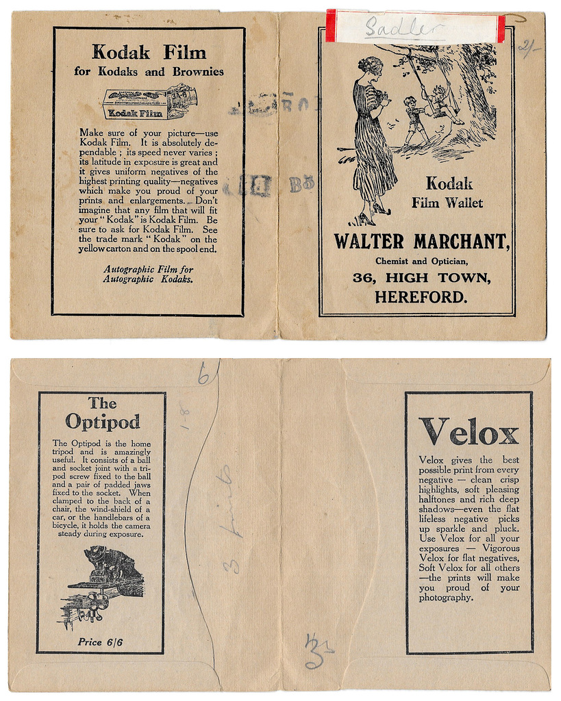 Kodak Film Wallet W Marchant Hereford children swinging Optipod & Velox