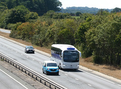 Prospect Coaches (Megabus contractor) PR71 MEG on the A11 at Kennett - 7 Aug 2022 (P1120973)