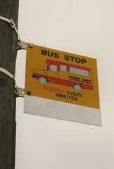 Bus Stop sign in Church Lane, Barton Mills - 15 Oct 1988