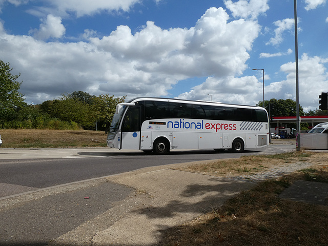 Ambassador Travel (National Express contractor) 214 (BV19 XRA) at Fiveways, Barton Mills -20 Aug 2022 (P1130071)