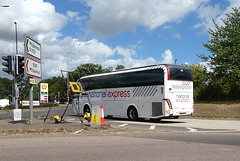 Ambassador Travel (National Express contractor) 214 (BV19 XRA) at Fiveways, Barton Mills -20 Aug 2022P1130073)
