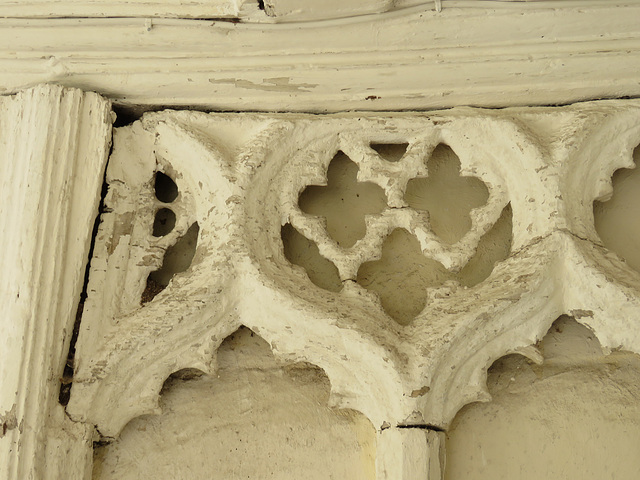 lawford church, essex (72) c14 wooden tracery in the porch