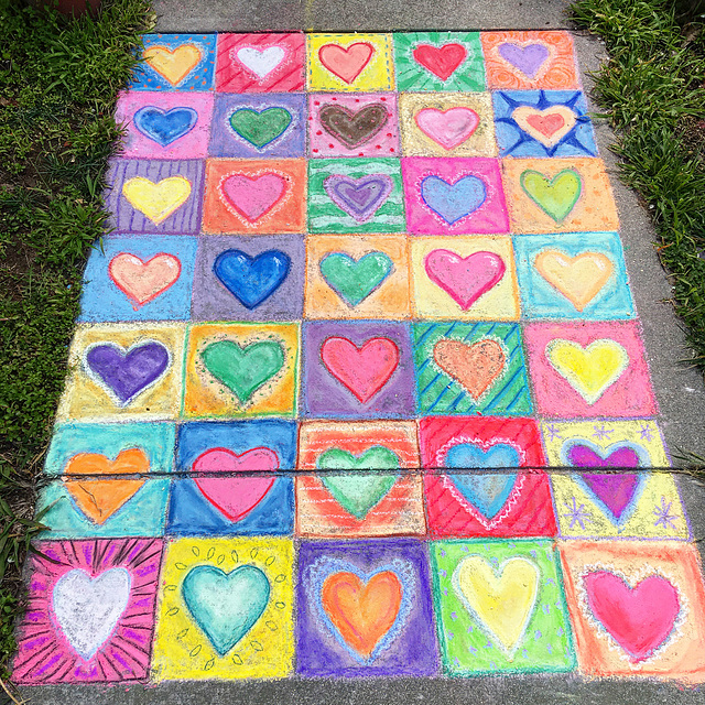 Pandemic chalk: 35 Hearts