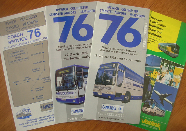 Cambridge Coach Services service 76 timetable covers