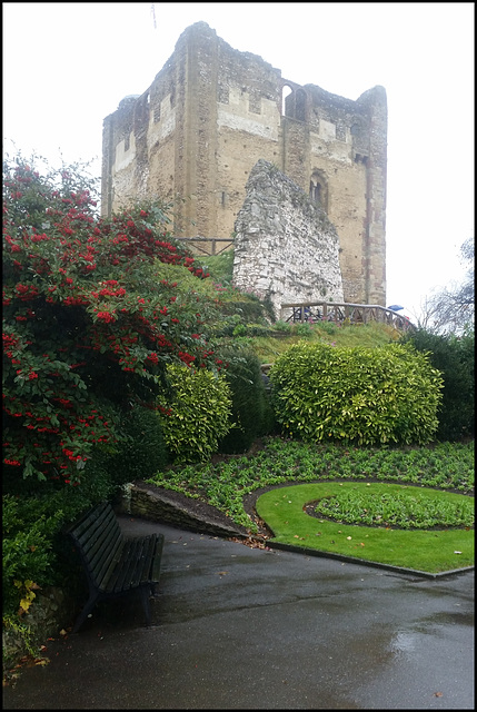 castle in the rain