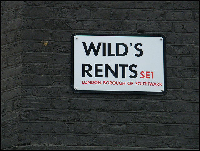 Wild's Rents street sign