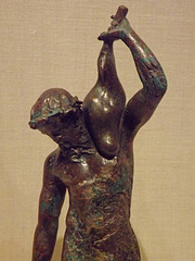 Detail of a Bronze Statuette of a Satyr with a Torch and Wineskin in the Metropolitan Museum of Art, February 2013