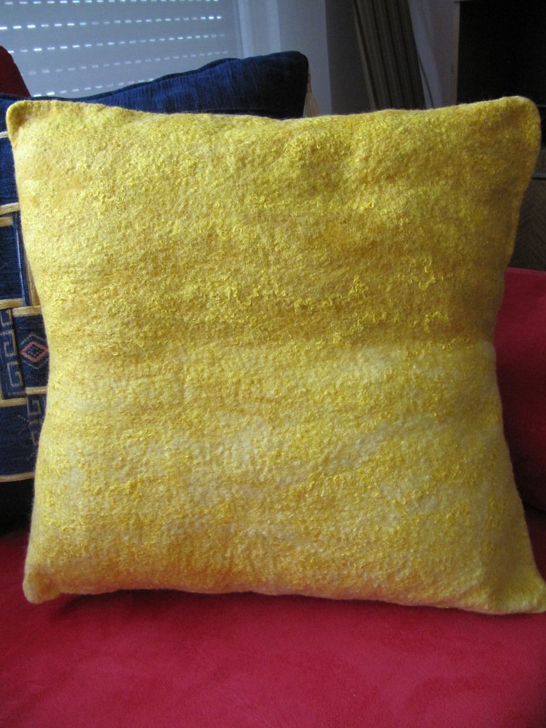 felted cushion - merino and viscose fibers