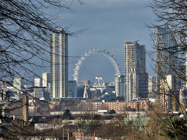 nunhead cemetery, london  , view of london eye