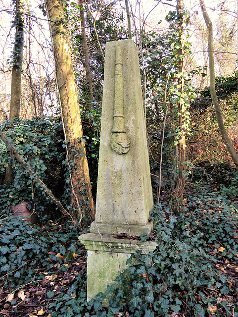 nunhead cemetery, london, torch on mid c19 tomb