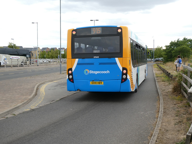 Stagecoach East 27643 (GX10 HBY) at the Trumpington Park and Ride site - 23 Jul 2022 (P1120691)
