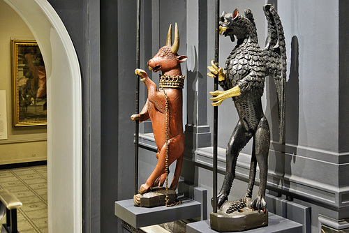 Dacre Beasts: Red Bull and Black Gryphon – Victoria and Albert Museum, South Kensington, London, England