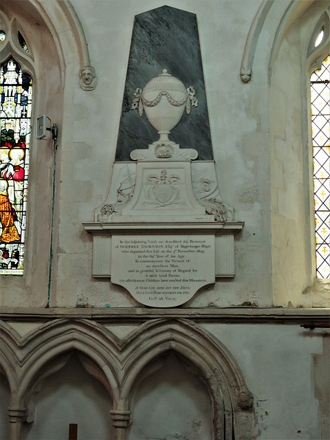 blunham church, beds (22)godfrey thornton +1805, urn on tomb by bacon jnr.