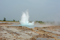 Iceland, Strokkur Geysir Half Height Eruption