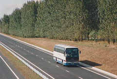 East Yorkshire 508 DKH (on extended loan to CCS) on A11 at Red Lodge - 22 Sep 1991
