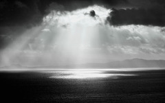 Sunbeams over Raasay from the Isle of Skye