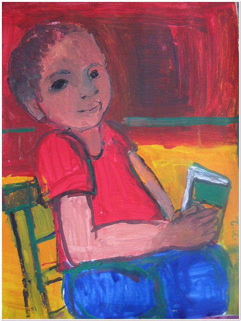 Boy reading a book