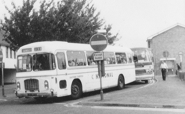 Eastern Counties coach at Mildenhall - circa 1980