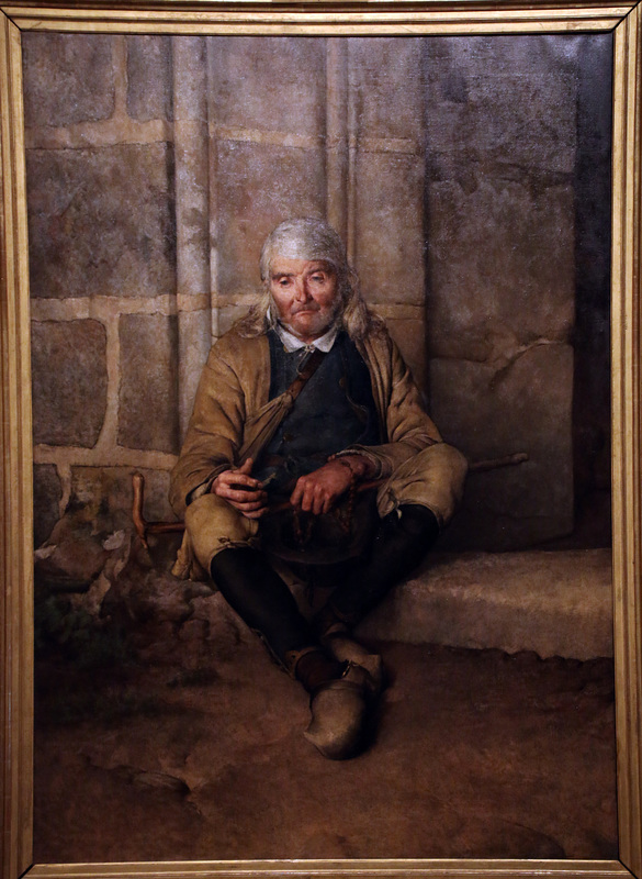 Le vieux mendiant - Huile sur toile de Flavien Louis Peslin .  .