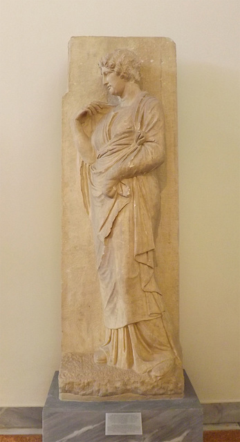 Relief with a Woman in a Chiton from the Kerameikos in the National Archaeological Museum in Athens, May 2014