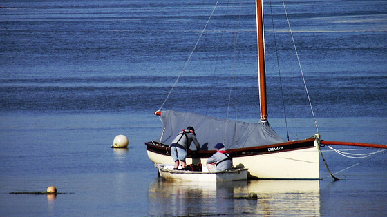 The two men were busy getting their stuff onto the yacht