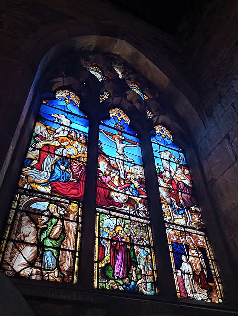 German stained glass - The Crucifix, in the St. Catherine chapel.