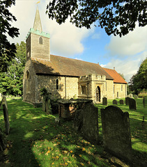 great canfield church, essex , c12  with c15 porch and timber belfry