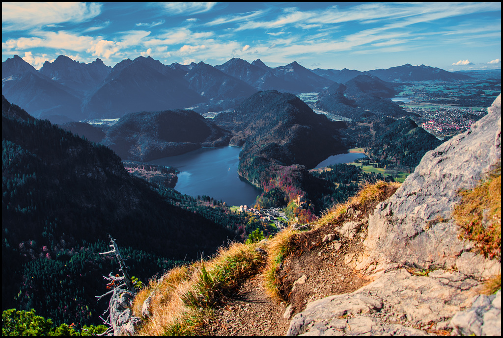 Blick vom Wanderweg Tegelberg zur Marienbrücke