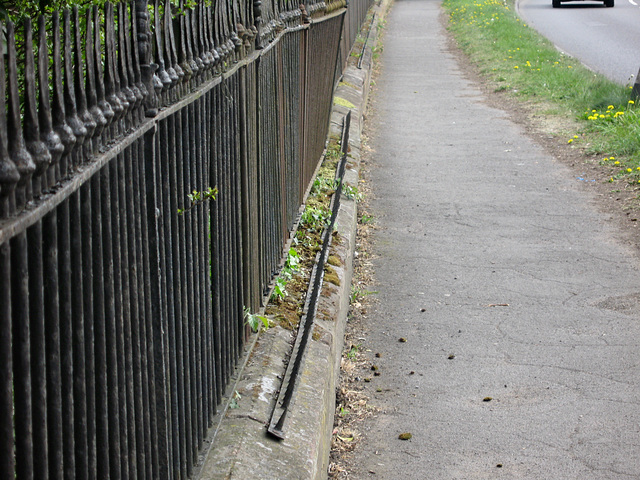 The footpath on Dudley Road in front of the Church of St Michael and All Angels.