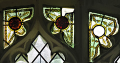 high roding church, essex (5) mid c14 glass with acorns and oak leaves