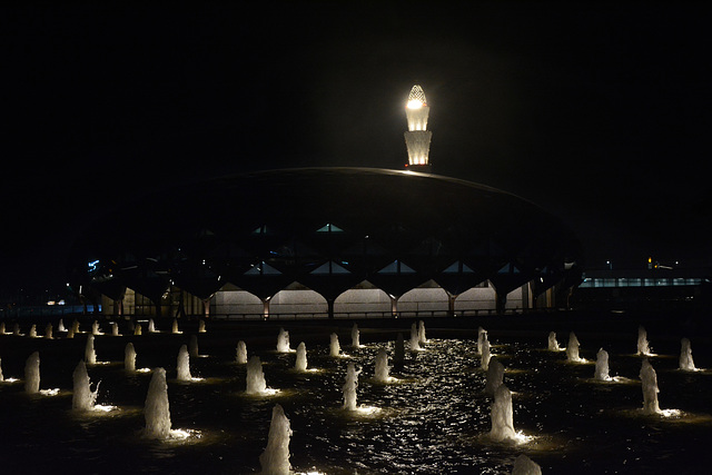 Qatar, Doha Airport Mosque at Night