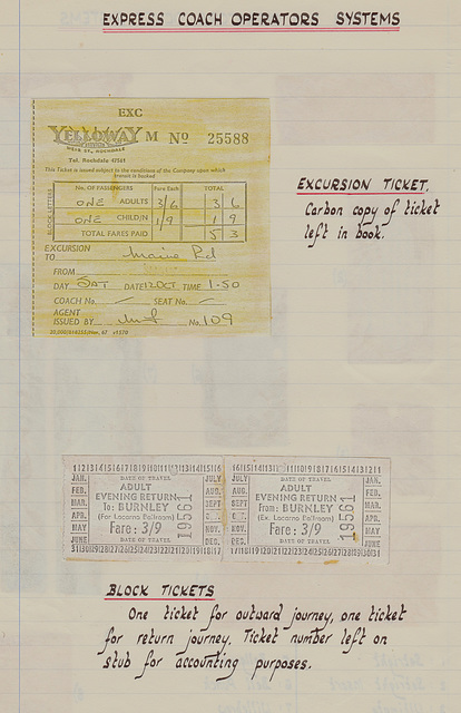 Yelloway coach tickets (prepared for my college work 1970s) Yelloway coach tickets (prepared for my college work 1970s)