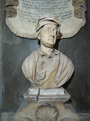 st margaret's church, barking, essex (22)bust on c18 tomb of orlando humphreys +1737