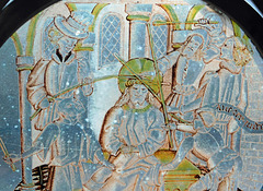 Detail of the Christ Crowned with Thorns and Mocked Stained Glass Roundel in the Cloisters, October 2017
