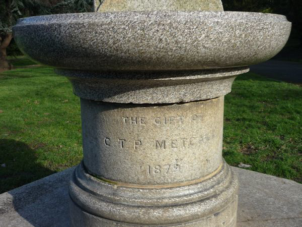 Metcalf drinking fountain inscription
